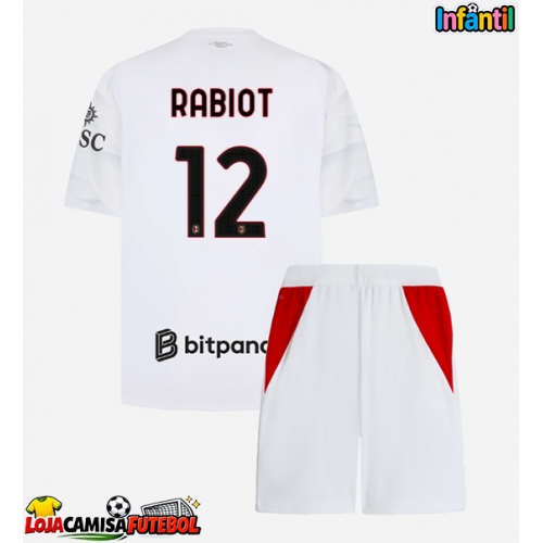 Camisa de Futebol AC Milan Adrien Rabiot #12 Equipamento Secundário Infantil 2026-27 Manga Curta (+ Calças curtas)